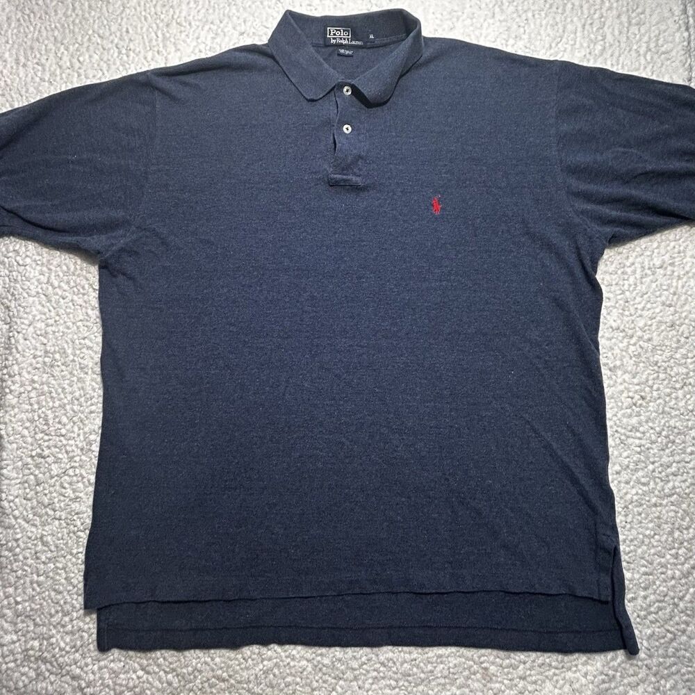 Polo Ralph Lauren Men Shirt Size XL Navy Blue Heather Cotton Short Sleeve Polo
